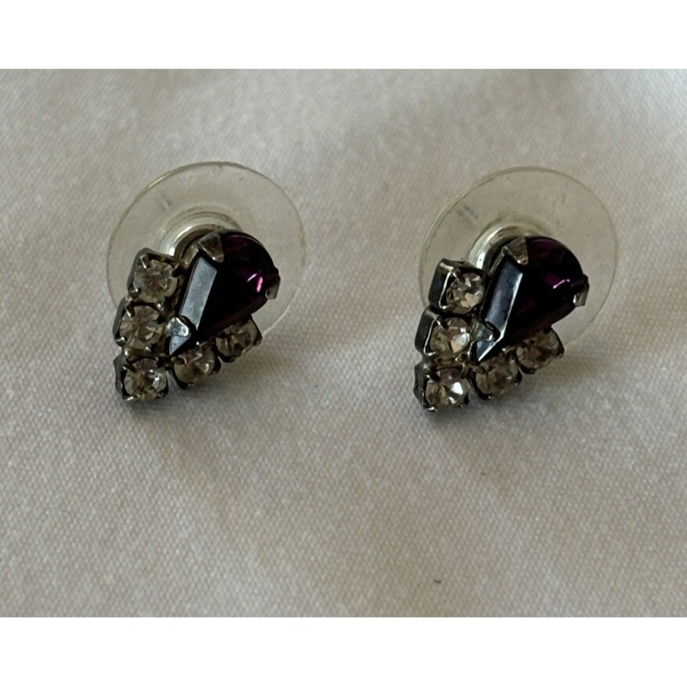 Amethyst And Rhinestone Studded Earrings